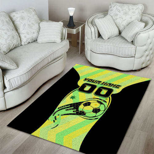 Personalised Matildas Area Rug Running Kangaroo Soccer Player Chevron Lines