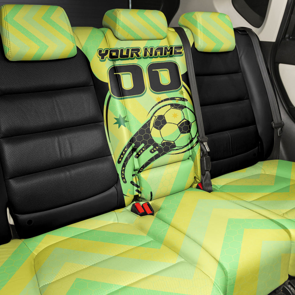 Personalised Matildas Back Car Seat Cover Running Kangaroo Soccer Player Chevron Lines