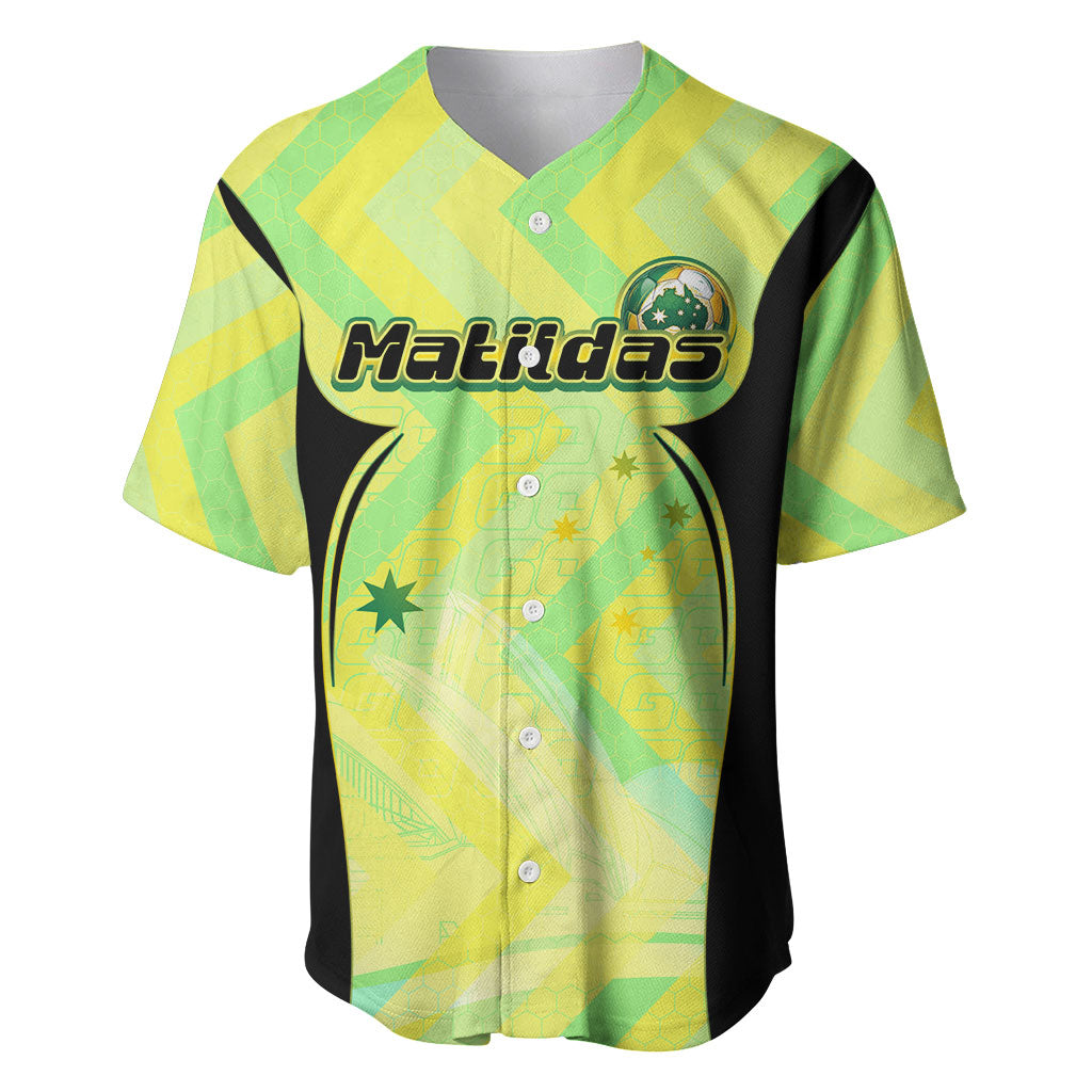 Personalised Matildas Baseball Jersey Running Kangaroo Soccer Player Chevron Lines