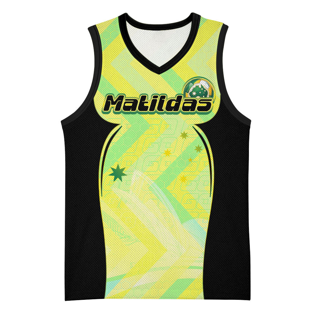 Personalised Matildas Basketball Jersey Running Kangaroo Soccer Player Chevron Lines