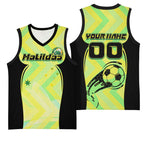 Personalised Matildas Basketball Jersey Running Kangaroo Soccer Player Chevron Lines