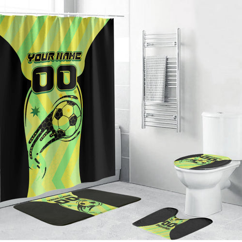 Personalised Matildas Bathroom Set Running Kangaroo Soccer Player Chevron Lines