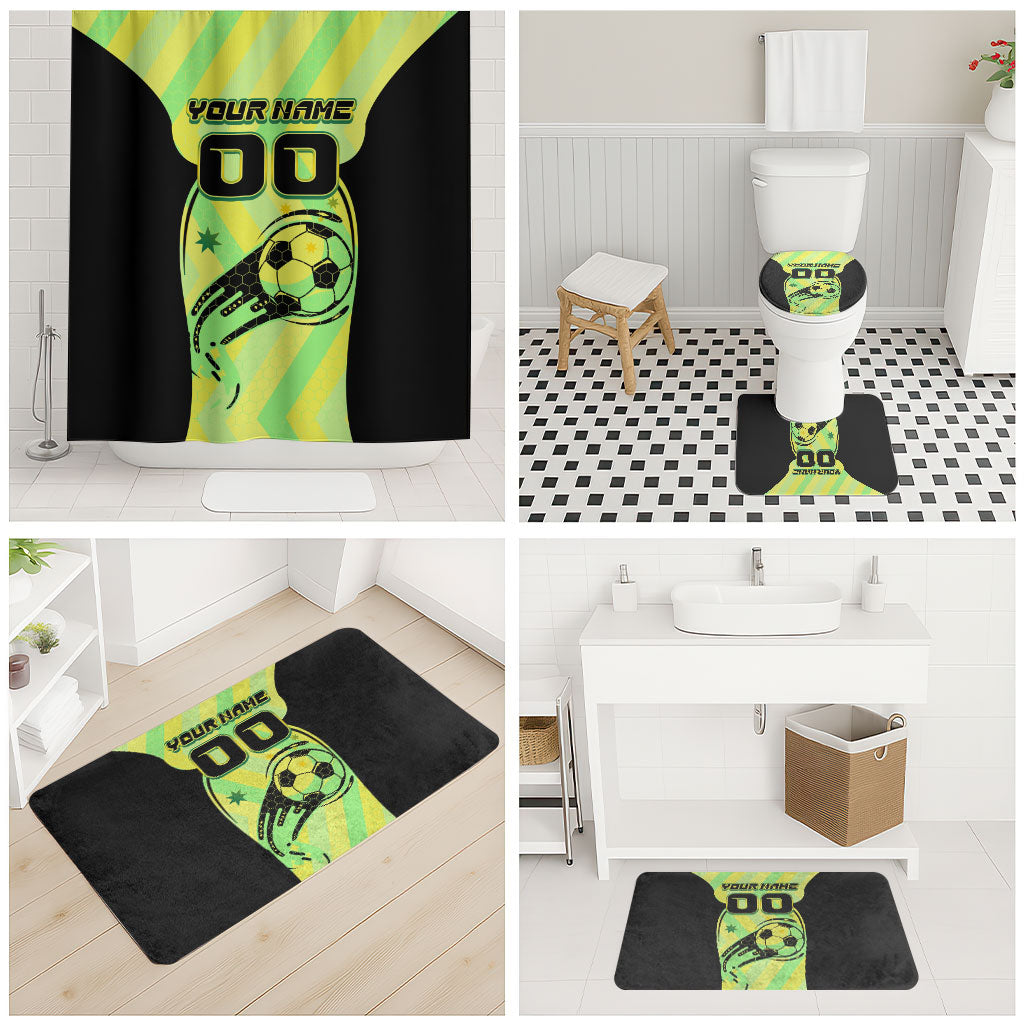 Personalised Matildas Bathroom Set Running Kangaroo Soccer Player Chevron Lines