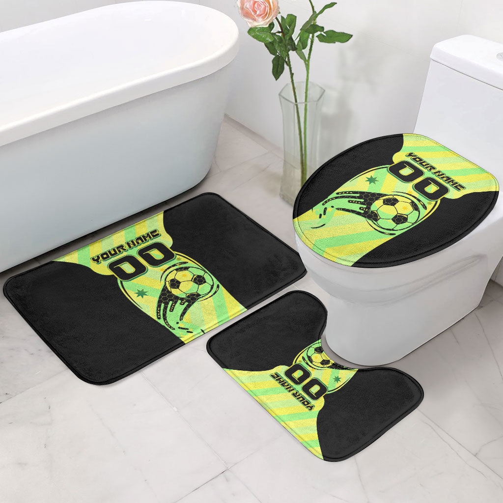 Personalised Matildas Bathroom Set Running Kangaroo Soccer Player Chevron Lines