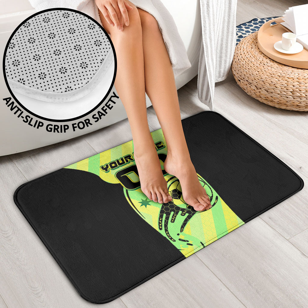 Personalised Matildas Bathroom Set Running Kangaroo Soccer Player Chevron Lines