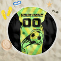 Personalised Matildas Beach Blanket Running Kangaroo Soccer Player Chevron Lines