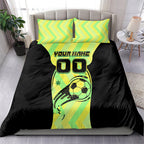 Personalised Matildas Bedding Set Running Kangaroo Soccer Player Chevron Lines