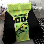 Personalised Matildas Bedding Set Running Kangaroo Soccer Player Chevron Lines