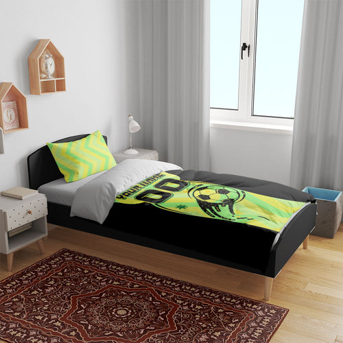 Personalised Matildas Bedding Set Running Kangaroo Soccer Player Chevron Lines