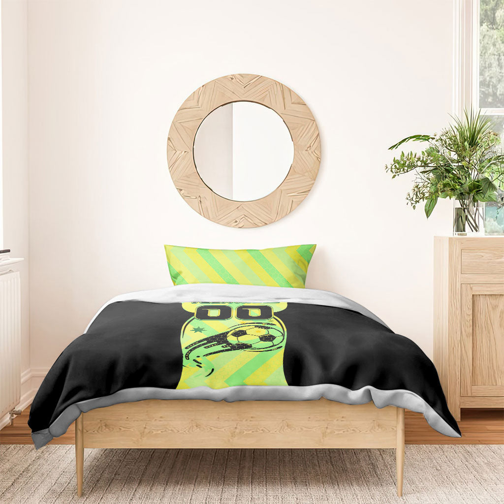Personalised Matildas Bedding Set Running Kangaroo Soccer Player Chevron Lines