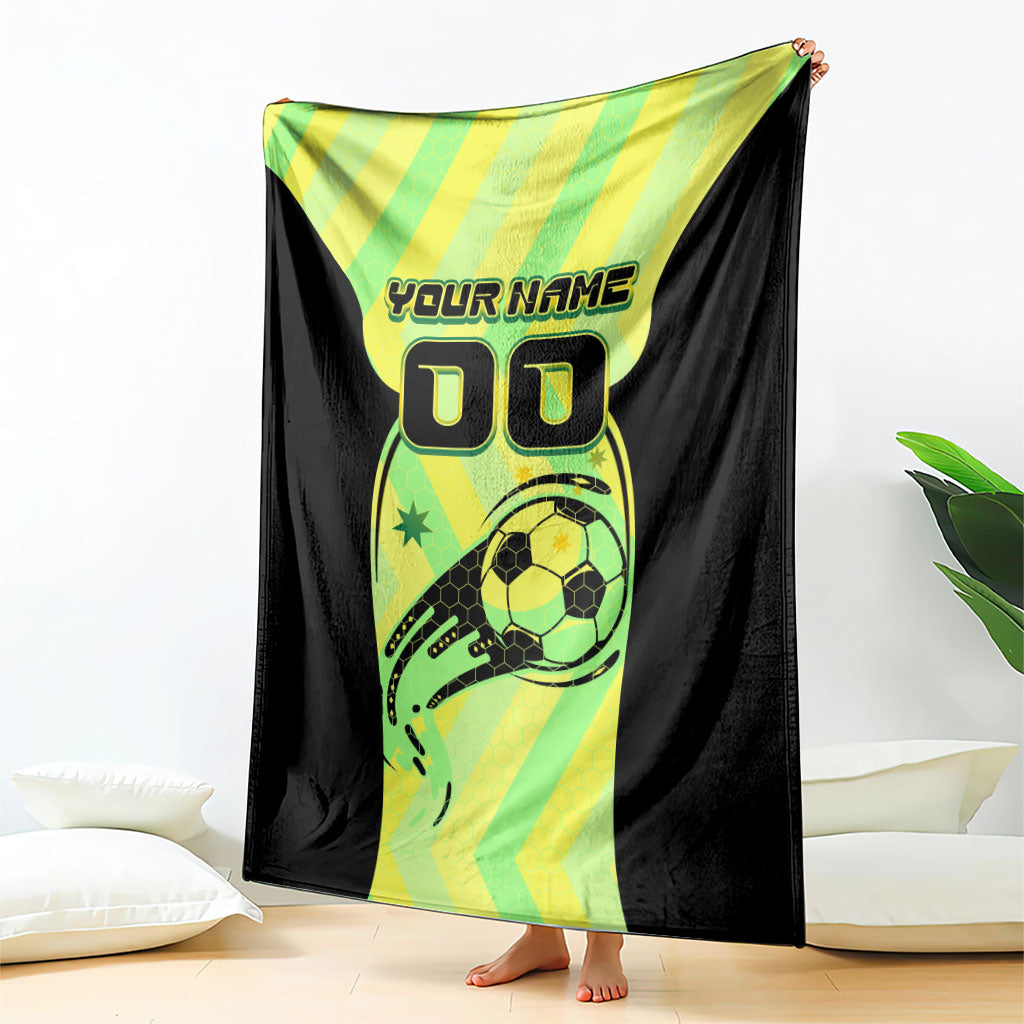 Personalised Matildas Blanket Running Kangaroo Soccer Player Chevron Lines