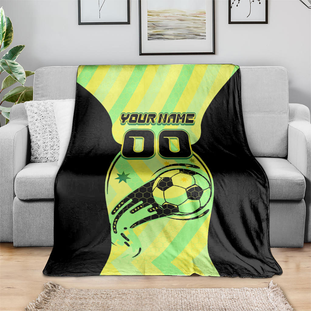 Personalised Matildas Blanket Running Kangaroo Soccer Player Chevron Lines