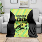 Personalised Matildas Blanket Running Kangaroo Soccer Player Chevron Lines