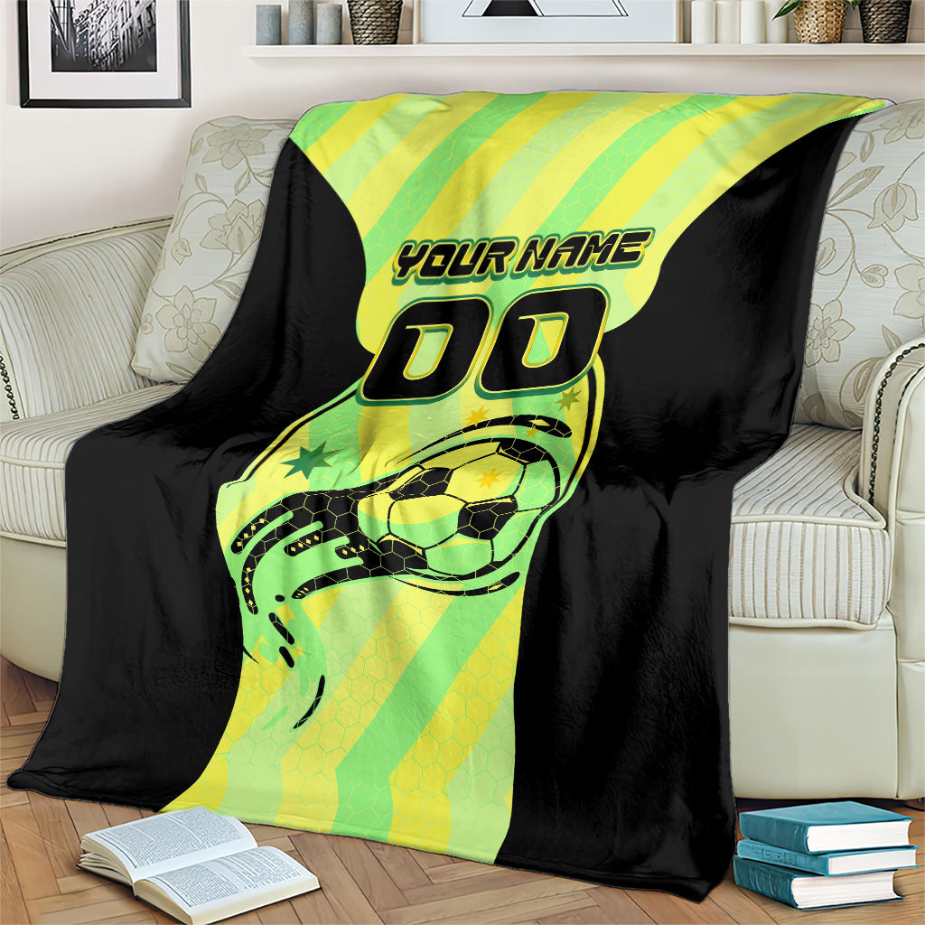 Personalised Matildas Blanket Running Kangaroo Soccer Player Chevron Lines