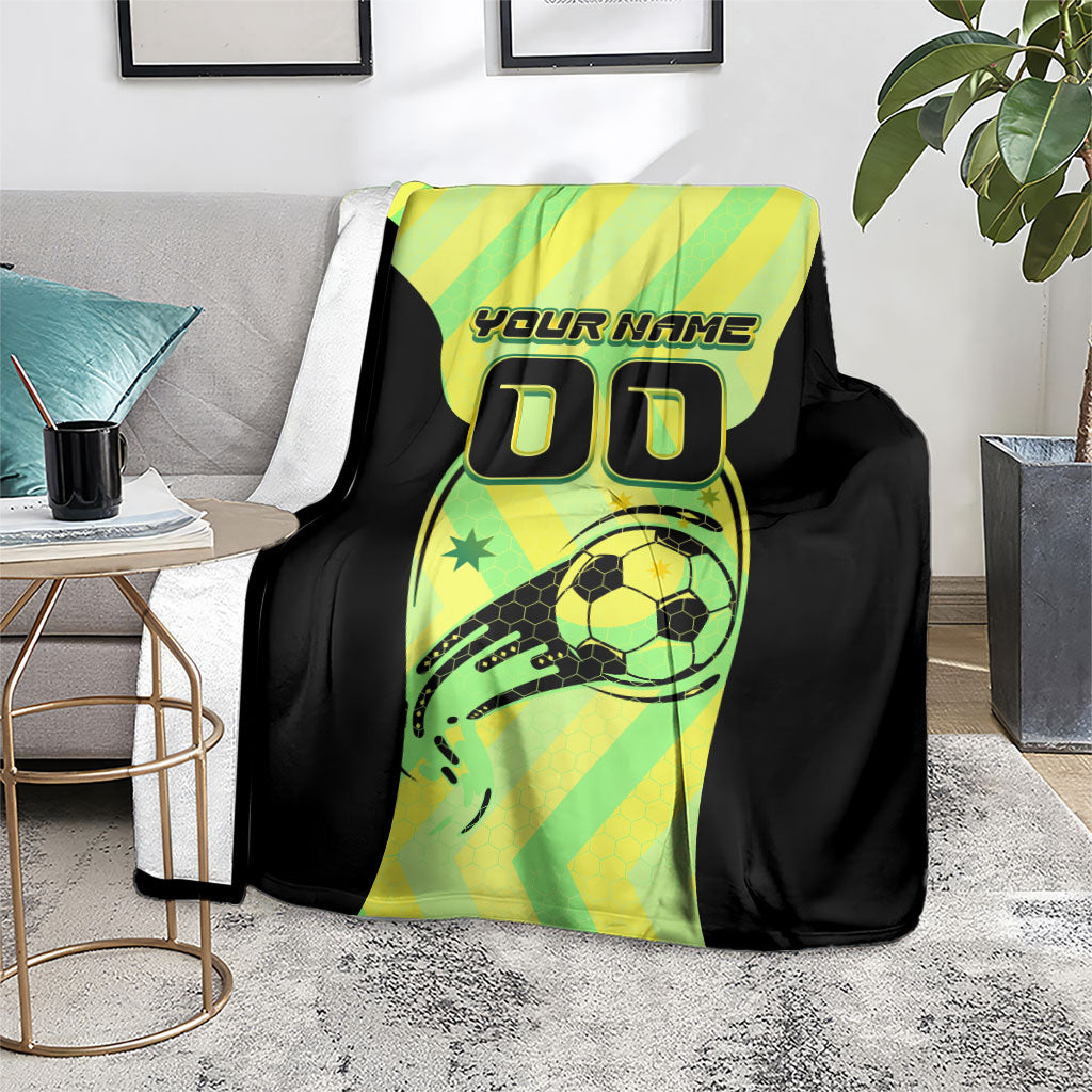 Personalised Matildas Blanket Running Kangaroo Soccer Player Chevron Lines