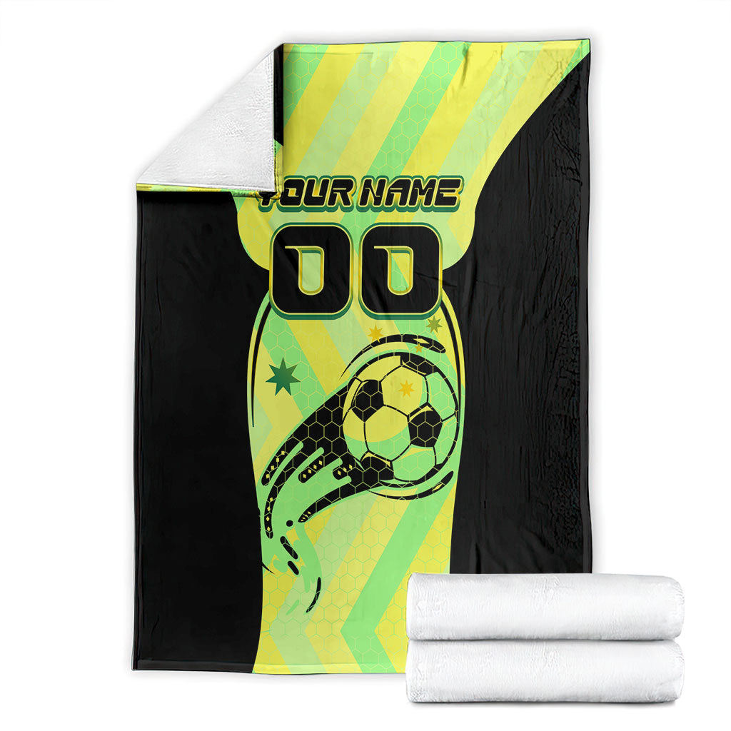 Personalised Matildas Blanket Running Kangaroo Soccer Player Chevron Lines