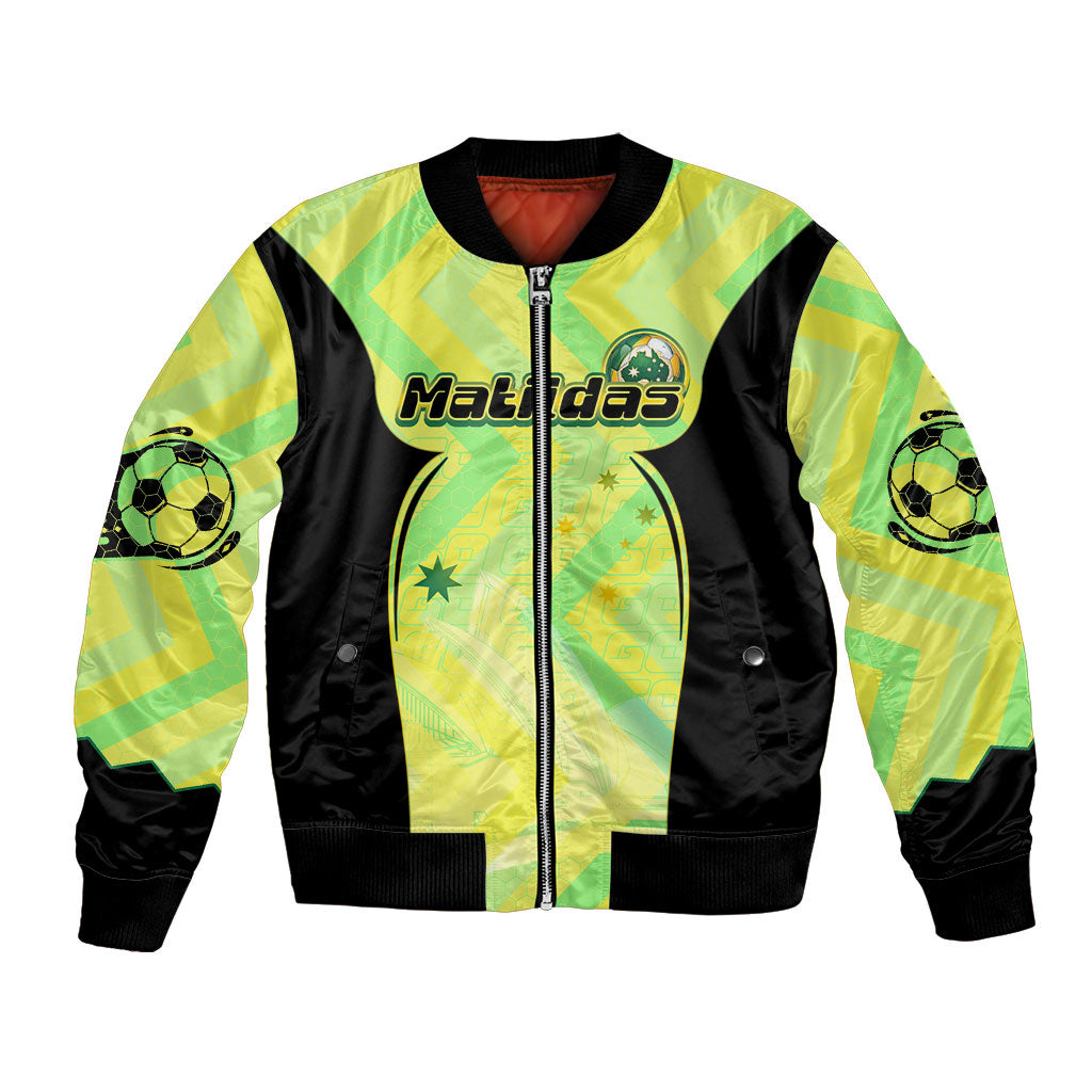 Personalised Matildas Bomber Jacket Running Kangaroo Soccer Player Chevron Lines