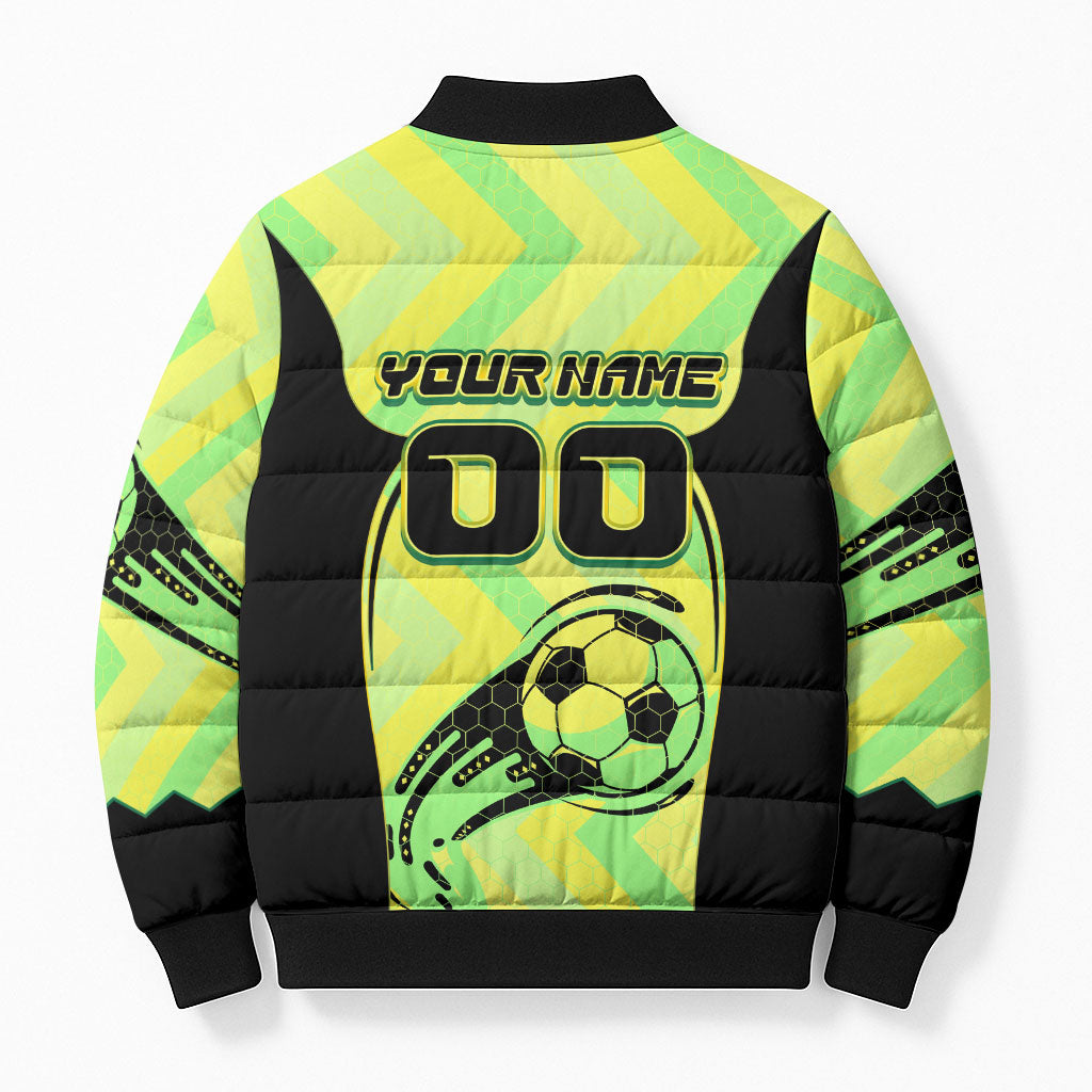 Personalised Matildas Bomber Puffer Jacket Running Kangaroo Soccer Player Chevron Lines