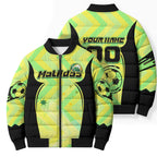 Personalised Matildas Bomber Puffer Jacket Running Kangaroo Soccer Player Chevron Lines