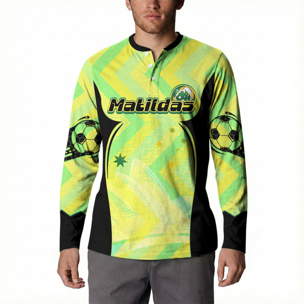 Personalised Matildas Button Sweatshirt Running Kangaroo Soccer Player Chevron Lines