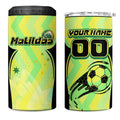 Personalised Matildas 4 in 1 Can Cooler Tumbler Running Kangaroo Soccer Player Chevron Lines