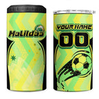 Personalised Matildas 4 in 1 Can Cooler Tumbler Running Kangaroo Soccer Player Chevron Lines