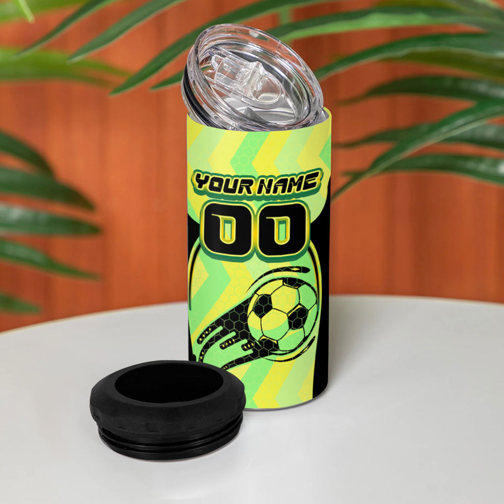 Personalised Matildas 4 in 1 Can Cooler Tumbler Running Kangaroo Soccer Player Chevron Lines