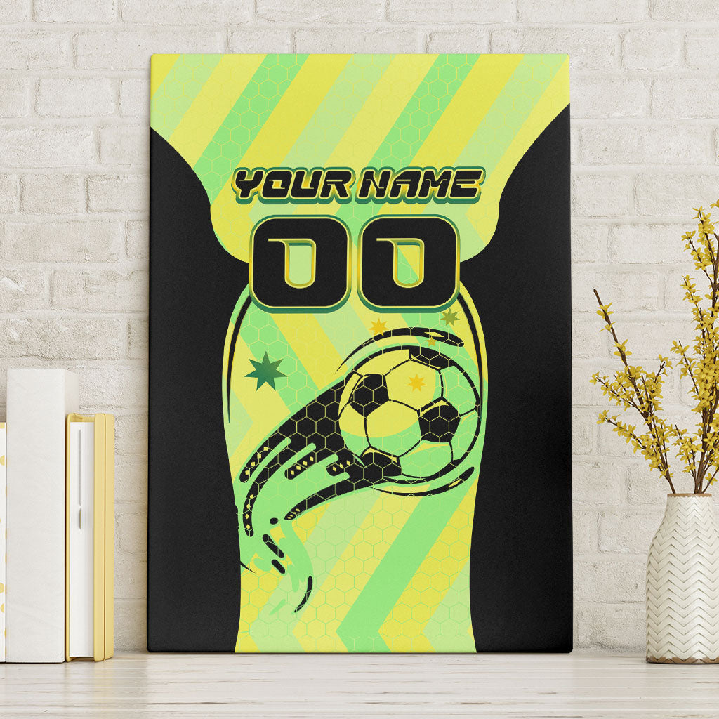 Personalised Matildas Canvas Wall Art Running Kangaroo Soccer Player Chevron Lines