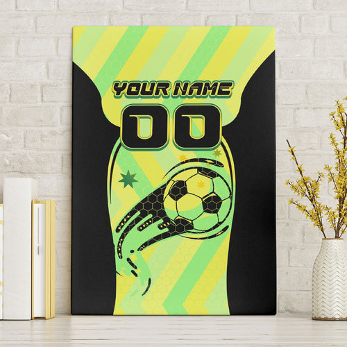 Personalised Matildas Canvas Wall Art Running Kangaroo Soccer Player Chevron Lines