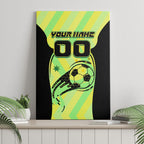 Personalised Matildas Canvas Wall Art Running Kangaroo Soccer Player Chevron Lines
