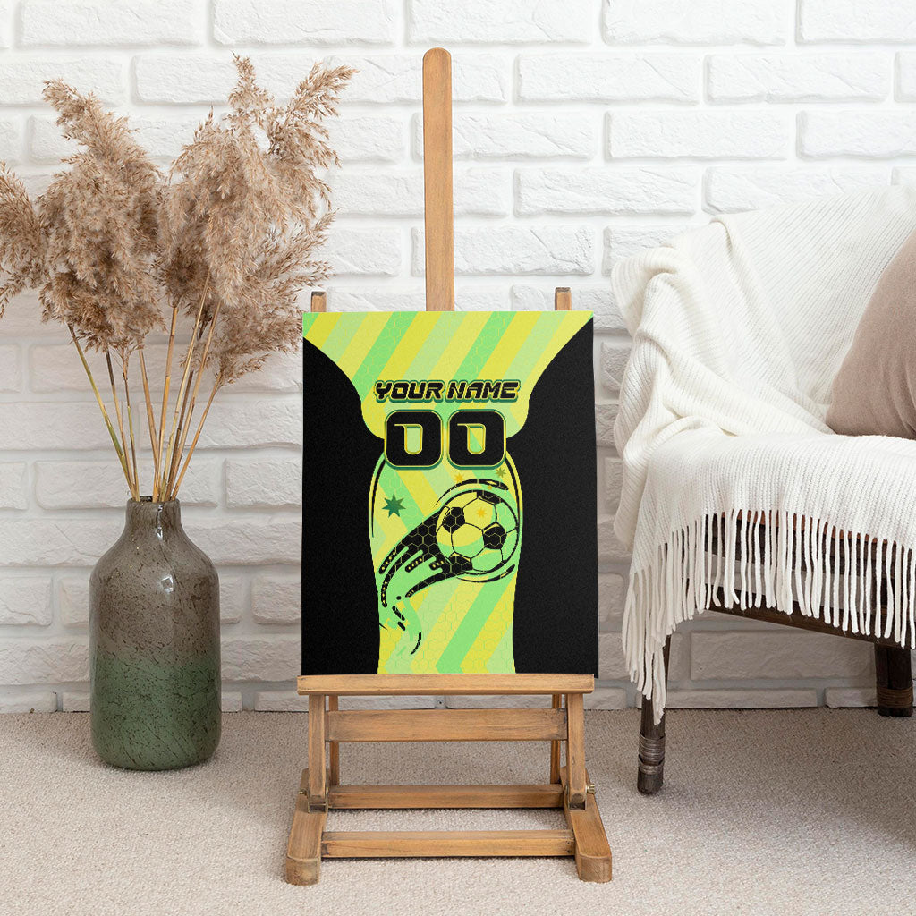Personalised Matildas Canvas Wall Art Running Kangaroo Soccer Player Chevron Lines