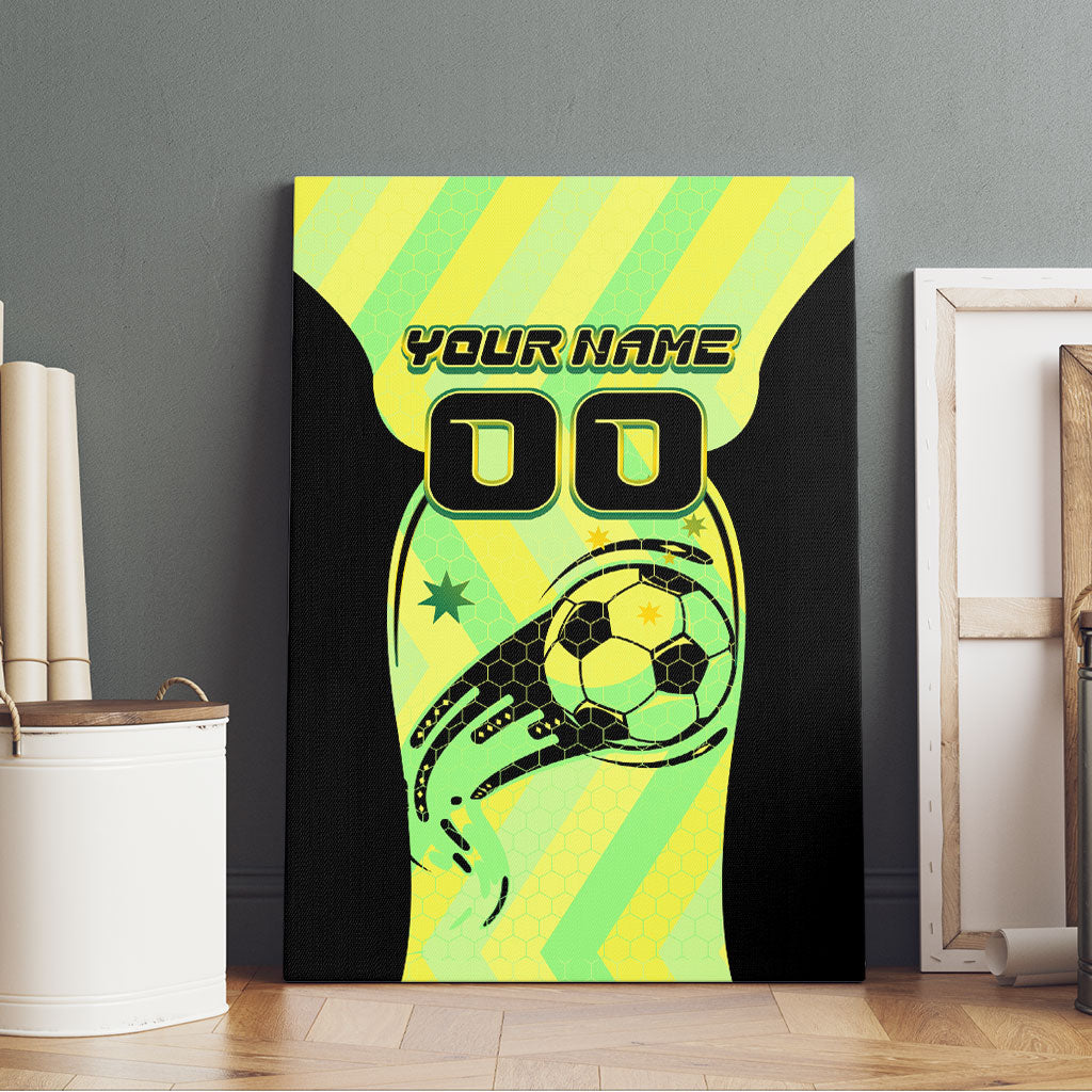 Personalised Matildas Canvas Wall Art Running Kangaroo Soccer Player Chevron Lines