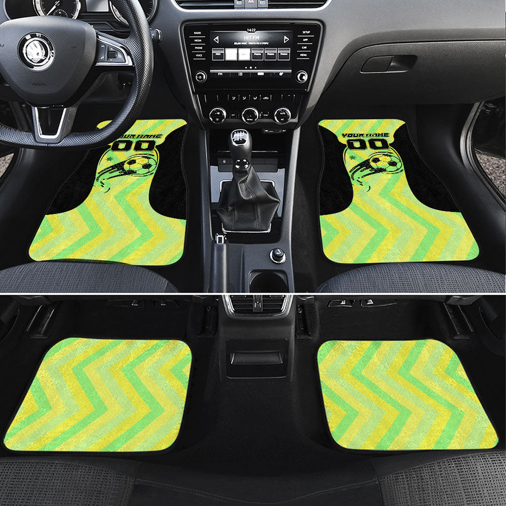 Personalised Matildas Car Mats Running Kangaroo Soccer Player Chevron Lines