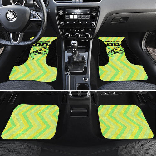 Personalised Matildas Car Mats Running Kangaroo Soccer Player Chevron Lines