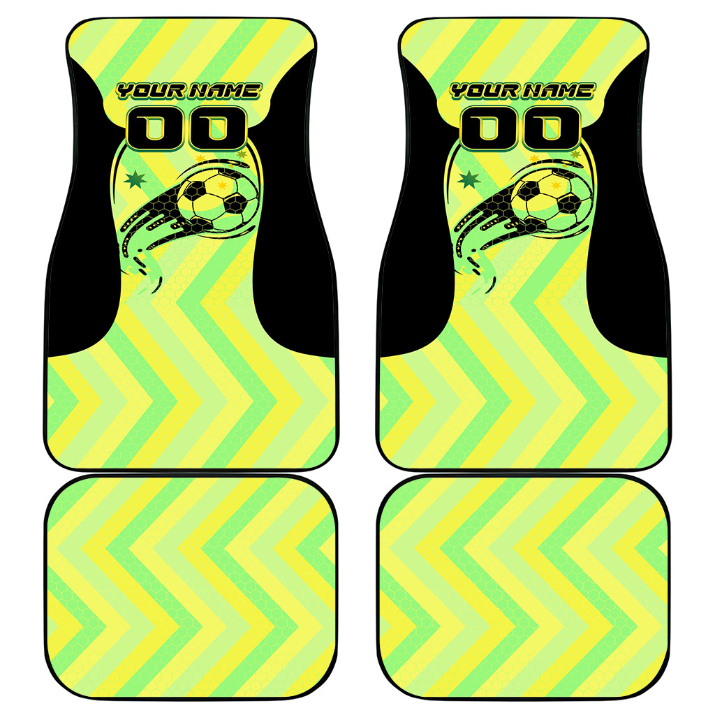 Personalised Matildas Car Mats Running Kangaroo Soccer Player Chevron Lines