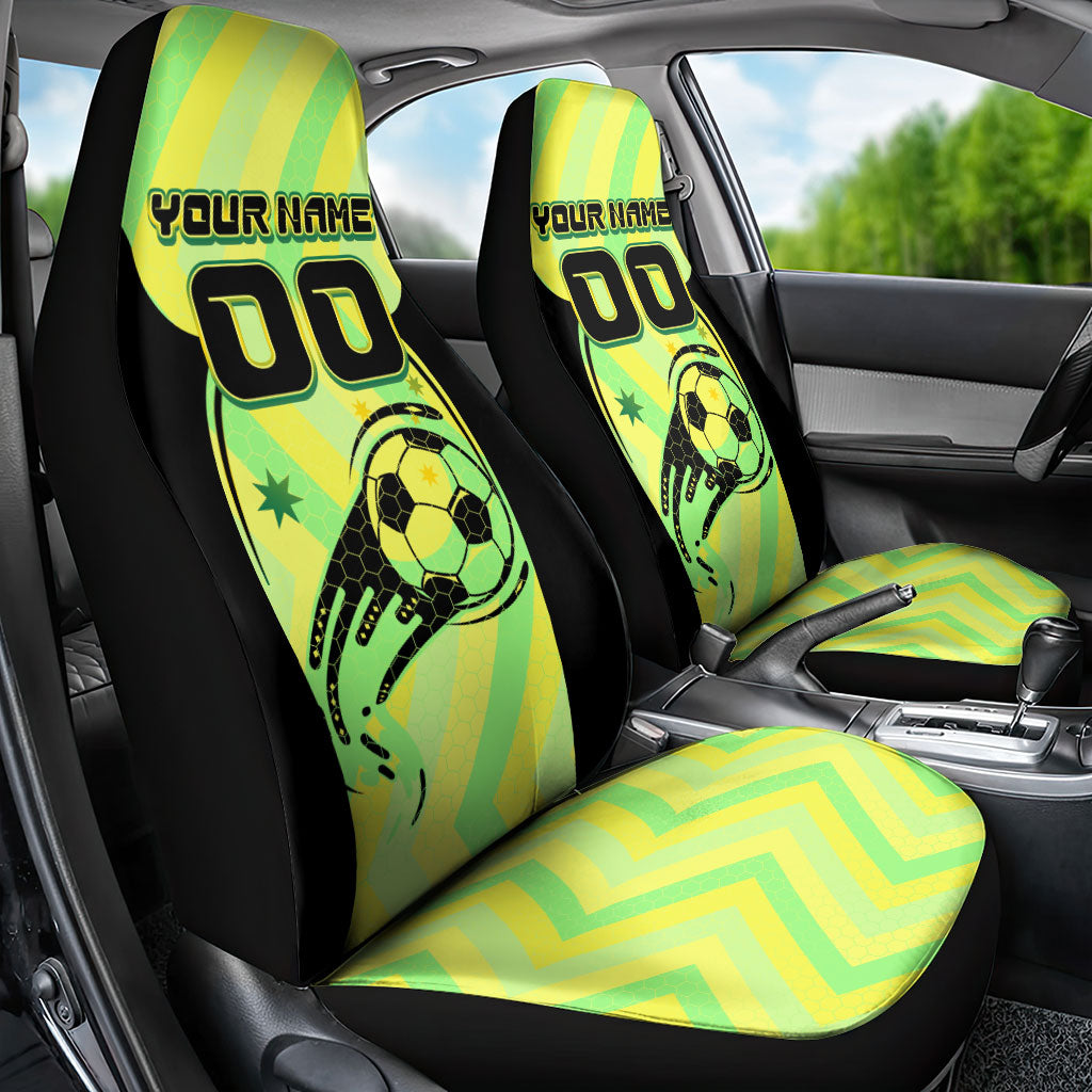 Personalised Matildas Car Seat Cover Running Kangaroo Soccer Player Chevron Lines