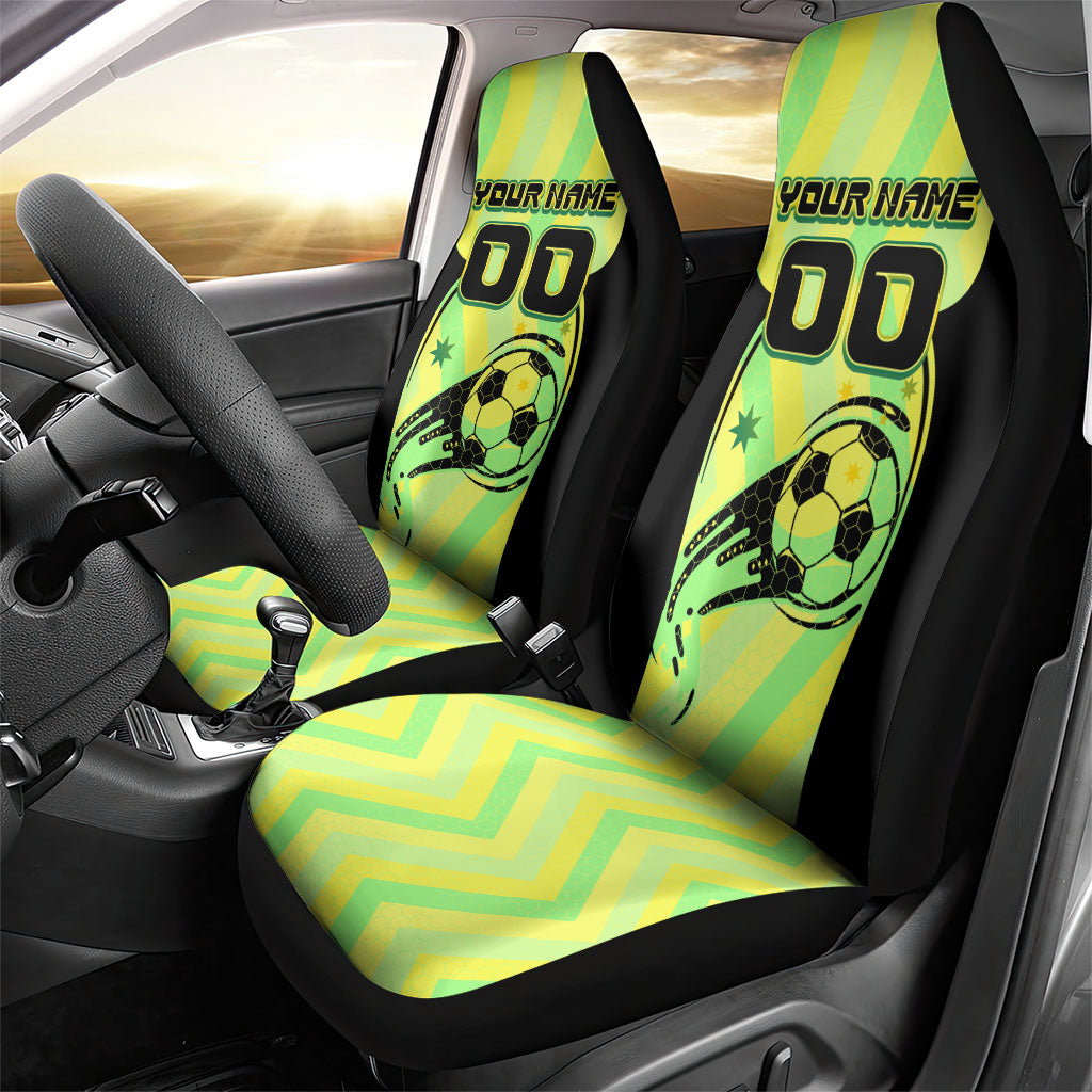 Personalised Matildas Car Seat Cover Running Kangaroo Soccer Player Chevron Lines