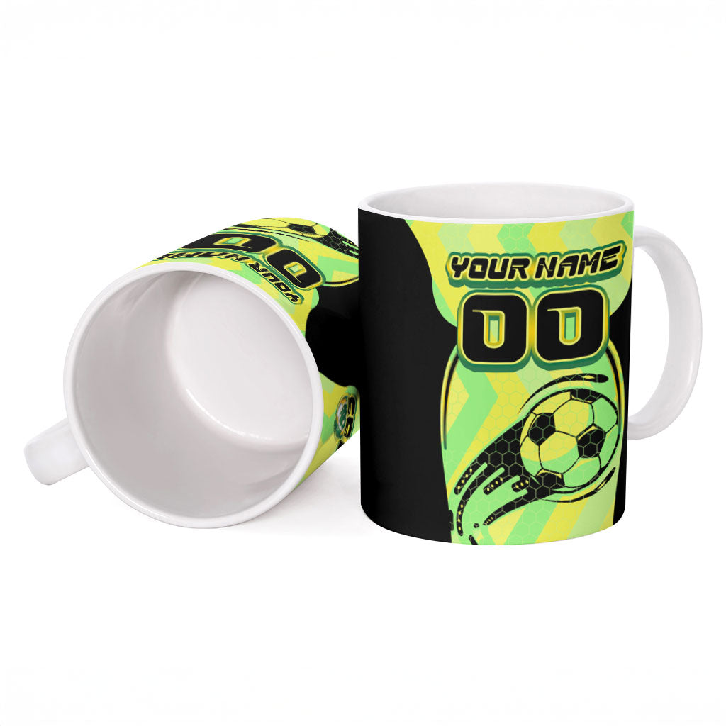 Personalised Matildas Ceramic Mug Running Kangaroo Soccer Player Chevron Lines