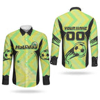 Personalised Matildas Couples Matching Off Shoulder Maxi Dress and Long Sleeve Button Shirt Running Kangaroo Soccer Player Chevron Lines
