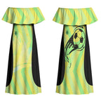 Personalised Matildas Couples Matching Off Shoulder Maxi Dress and Long Sleeve Button Shirt Running Kangaroo Soccer Player Chevron Lines