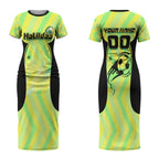 Personalised Matildas Couples Matching Short Sleeve Bodycon Dress and Hawaiian Shirt Running Kangaroo Soccer Player Chevron Lines