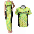 Personalised Matildas Couples Matching Tank Maxi Dress and Hawaiian Shirt Running Kangaroo Soccer Player Chevron Lines
