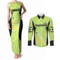 Personalised Matildas Couples Matching Tank Maxi Dress and Long Sleeve Button Shirt Running Kangaroo Soccer Player Chevron Lines