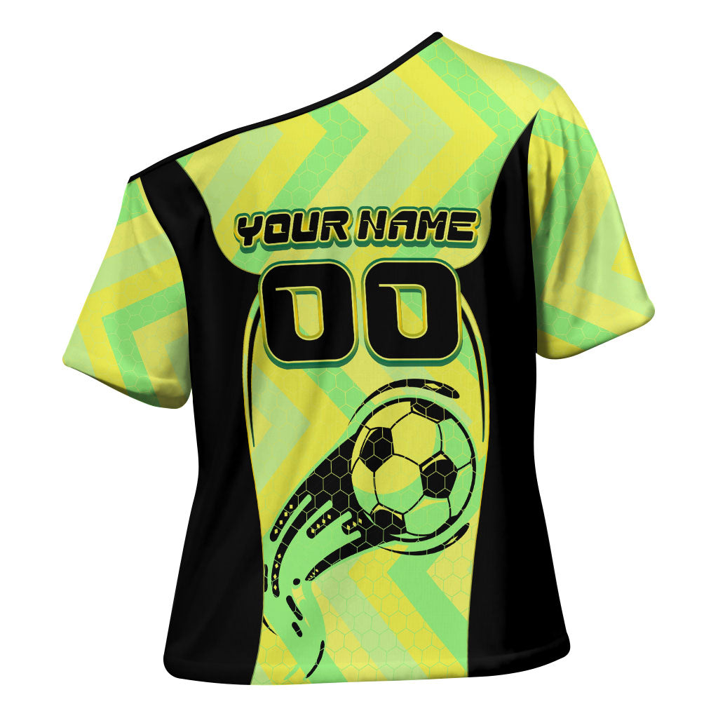 Personalised Matildas Cross Shoulder Shirt Running Kangaroo Soccer Player Chevron Lines