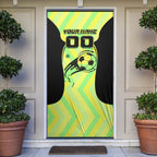 Personalised Matildas Door Cover Running Kangaroo Soccer Player Chevron Lines