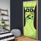 Personalised Matildas Door Cover Running Kangaroo Soccer Player Chevron Lines