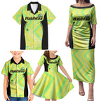 Personalised Matildas Family Matching Puletasi and Hawaiian Shirt Running Kangaroo Soccer Player Chevron Lines