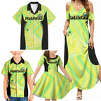Personalised Matildas Family Matching Summer Maxi Dress and Hawaiian Shirt Running Kangaroo Soccer Player Chevron Lines