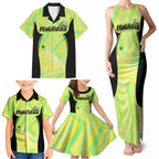 Personalised Matildas Family Matching Tank Maxi Dress and Hawaiian Shirt Running Kangaroo Soccer Player Chevron Lines