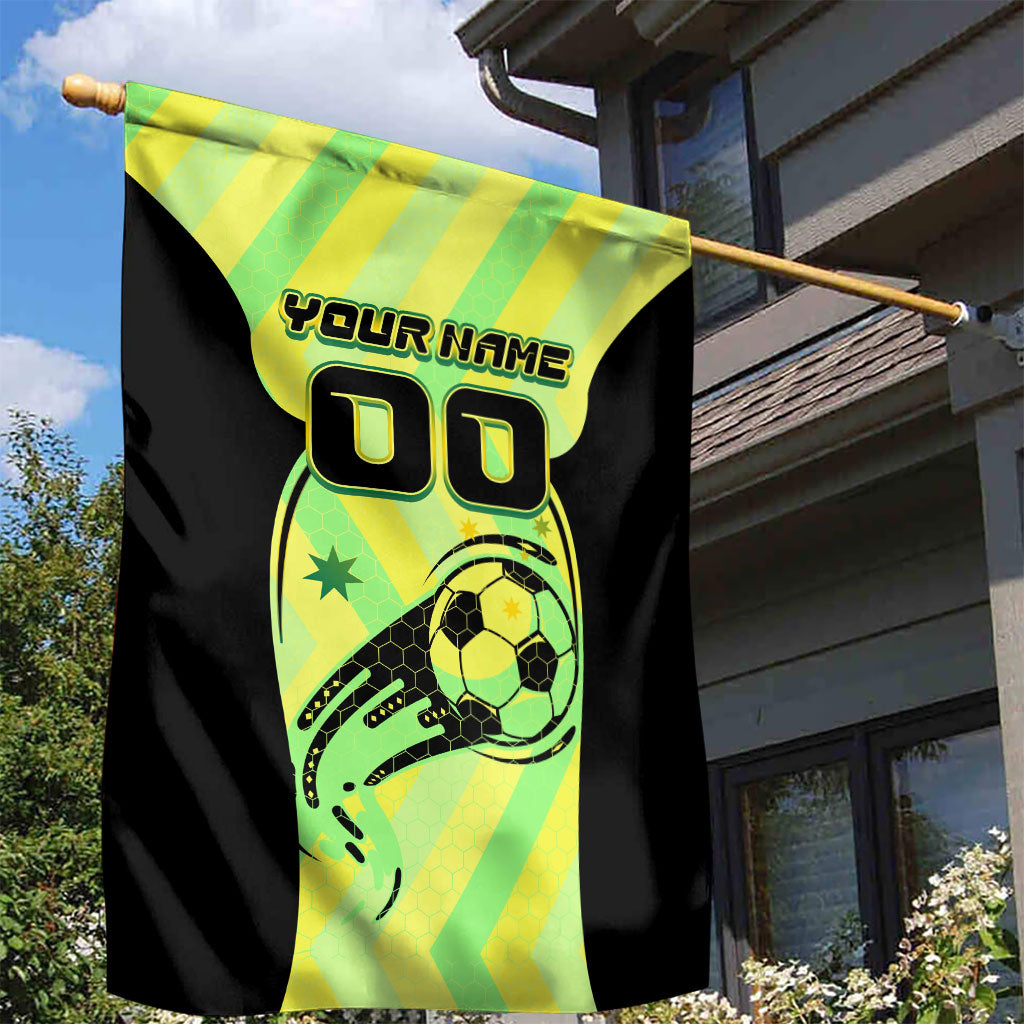 Personalised Matildas Garden Flag Running Kangaroo Soccer Player Chevron Lines
